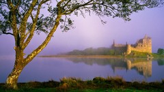 Landscapes nature Trees Scotland ruins lakes reflections Castles