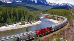 Landscapes nature Trees snow gray water Mountains red white 