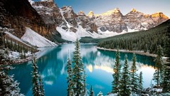 Landscapes nature Trees snow Mountains lakes forests