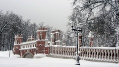 Landscapes nature Trees snow Russia houses lanterns snowy trees