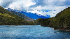 Landscapes nature Trees snow water Mountains clouds hills white 