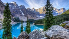 Landscapes nature Trees snow water Mountains Earth reflections 