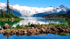 Landscapes nature Trees snow water Mountains lakes reflections 