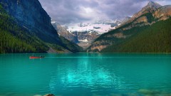 Landscapes nature Trees snow water Mountains white Green Canada 