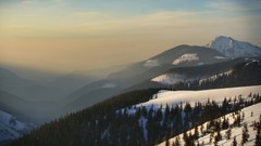 Landscapes nature Trees snow winter Mountains forests blue 