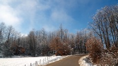 Landscapes nature Trees snow winter roads Villages skyscapes