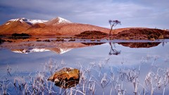 Landscapes nature Trees snow winter water Mountains hay natural 