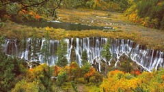 Landscapes nature Trees water autumn lagoon waterfalls forests