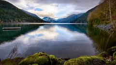 Landscapes nature Trees water blue Mountains clouds white Green 