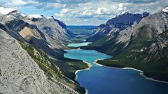 Landscapes nature Trees water blue Mountains clouds white Green 