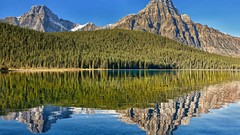 Landscapes nature Trees water blue Mountains summer Green 