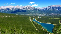 Landscapes nature Trees water blue Mountains summer Green 