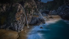 Landscapes nature Trees water blue ocean white Green brown 