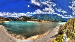 Landscapes nature Trees water clouds colors lakes Beaches skies 