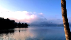 Landscapes nature Trees water clouds dawn Taiwan lakes