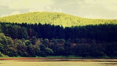 Landscapes nature Trees water clouds hills lakes rivers forests