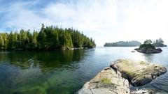 Landscapes nature Trees water clouds ocean Canada Islands 
