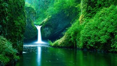 Landscapes nature Trees water hills Green Oregon waterfalls 