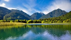 Landscapes nature Trees water Mountains clouds calm chile 
