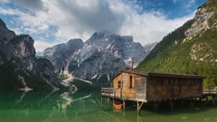 Landscapes nature Trees water Mountains clouds Italy lakes 