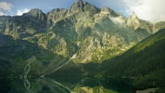 Landscapes nature Trees water Mountains clouds lakes