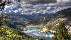 Landscapes nature Trees water Mountains clouds lakes forests 