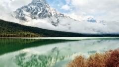 Landscapes nature Trees water Mountains clouds lakes forests 