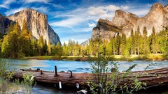 Landscapes nature Trees water Mountains clouds Yosemite 