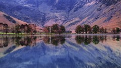 Landscapes nature Trees water Mountains morning lakes 
