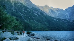 Landscapes nature Trees water Mountains sea shorelines