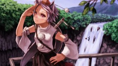 Landscapes nature Trees water Mountains weapons hats waterfalls 