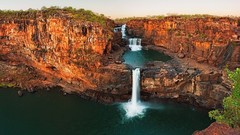 Landscapes nature Trees water red white Green lagoon Australia 