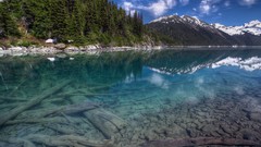 Landscapes nature Trees water room blue Mountains Canada 