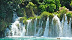 Landscapes nature Trees water white Green waterfalls Turquoise 