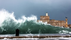 Landscapes nature tsunami Seaside Oceans waves lighthouses