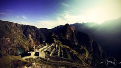 Landscapes nature vintage Machu Pichu cross process World Wonder