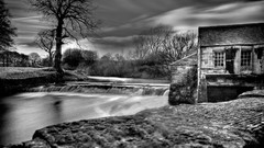Landscapes nature water black and white dam House