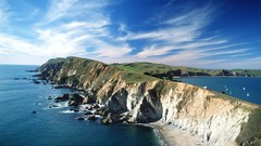 Landscapes nature water blue clouds ocean Green point Beaches 