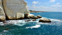 Landscapes nature water blue clouds ocean white coast marine 