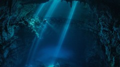 Landscapes nature water blue diver Mexico cave underwater tulum 