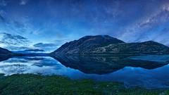 Landscapes nature water blue Mountains clouds Green evening New 