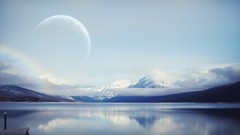 Landscapes nature water blue Mountains clouds moon lakes skies