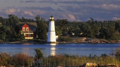 Landscapes nature water clouds lakes reflections houses skylines