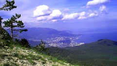 Landscapes nature water clouds ocean City Lights shore skylines
