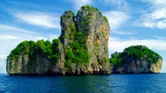 Landscapes nature water clouds ocean white Green Plants brown 