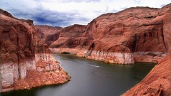 Landscapes nature water clouds red Green canyon Utah cliffs 
