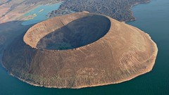 Landscapes nature water Green crater Volcanoes Africa lakes 