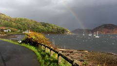 Landscapes nature water hills Scotland roads lakes fences 