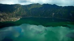 Landscapes nature water Mountains clouds Green crater lakes 