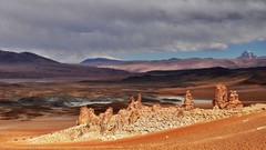 Landscapes nature water Mountains clouds hills Atacama Desert 